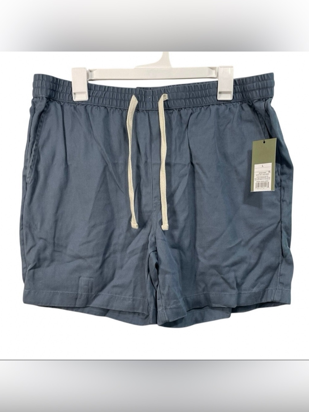 Vintage Men's Drawstring Shorts in Dusty Blue with Cream Tie